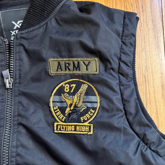 XRAY Jeans Vest Mens Medium Black Hooded Airborne Army Vest Quilted Coat - Picture 2 of 9